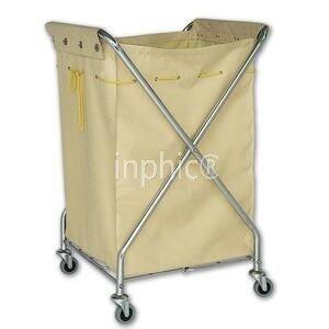 INPHIC-客房服務車房口車工作車清潔車毛巾收集車X型 藍色布袋