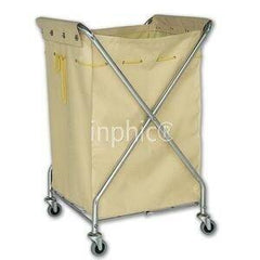 INPHIC-客房服務車房口車工作車清潔車毛巾收集車X型 藍色布袋