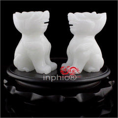 INPHIC-開光阿富汗白玉石雕鎮宅風水 鎮宅化煞威武麒麟擺件招財避邪(一對帶底座)