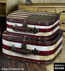 INPHIC-英國旗手提箱復古國旗木箱 婚紗攝影道具櫥窗陳列箱子-半圓美國旗大款
