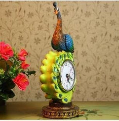 INPHIC-藍孔雀座鐘樹脂擺件 高檔家居飾品F