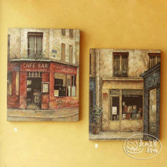 INPHIC-手繪木板畫裝飾畫 巴黎街頭記憶 無框畫油畫 兩款可選 0