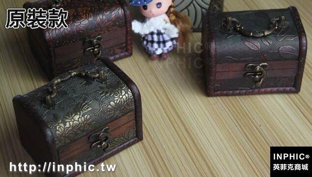 INPHIC-復古帶鎖小木盒子歐式仿古盒精緻做舊桌面手拎收納盒密室道具-原裝款