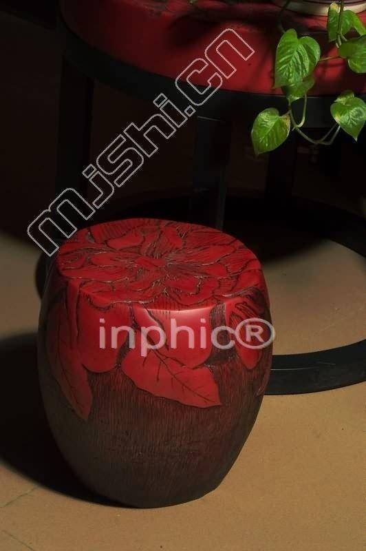 INPHIC-中式 小椅子 新古典傢俱 試穿換鞋凳 田園 仿石古 花影圓凳