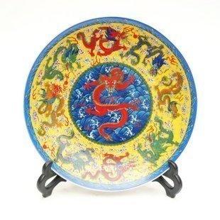 INPHIC-ZF-P076 景德鎮陶瓷盤畫 裝飾盤 粉彩盤 掛盤 九龍盤 工藝品擺飾