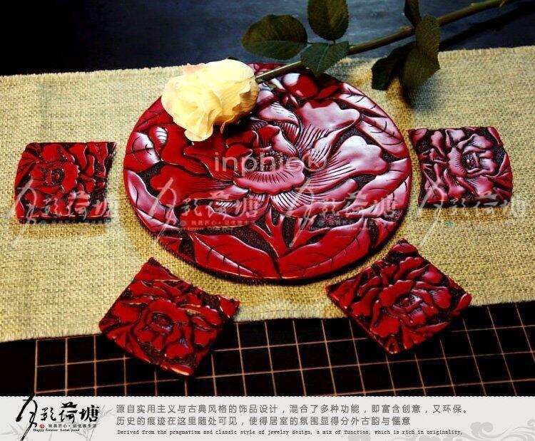 INPHIC-工藝品 漆器 茶盤 杯墊 花影餐墊杯墊