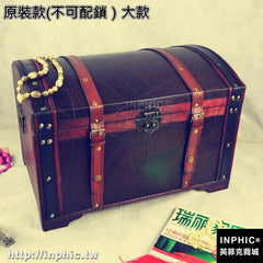 INPHIC-仿古帶鎖木箱歐式復古箱創意收納木箱子百寶箱密室道具箱居家裝飾-原裝款(不可配鎖）大款
