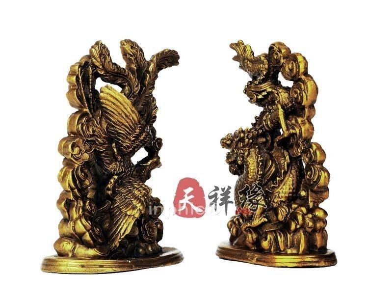 INPHIC-開光銅鳳凰 純銅漢龍 漢龍漢鳳龍年吉祥物吉祥如意促夫妻婚姻美滿(一對)