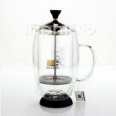 INPHIC-600ml中空雙層玻璃沖茶器 濾壓咖啡壺 法壓壺 手工吹製耐高溫