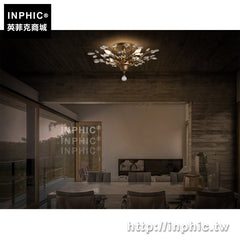 INPHIC-餐廳仿銅燈具吸頂燈復古做舊樹葉水晶臥室美式樹枝