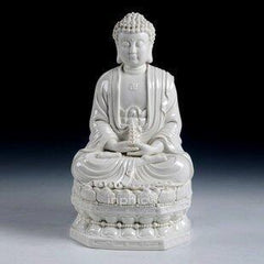 INPHIC-16吋玉白坐古蓮如來佛 德化傳統工藝品 家居擺飾