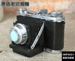 INPHIC-美式復古做舊樹脂工藝品擺件相機電話機縫紉機售賣機裝飾道具-黑色老式相機