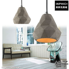 INPHIC-現代混泥土家用吧臺led吊燈工業風LOFT簡約餐廳三頭桌燈鑽石-柚子