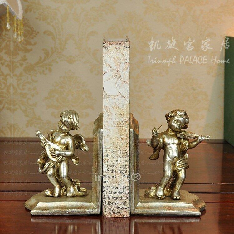 INPHIC-歐式復古小天使彈琴樹脂家居裝飾品工藝品書靠擺飾