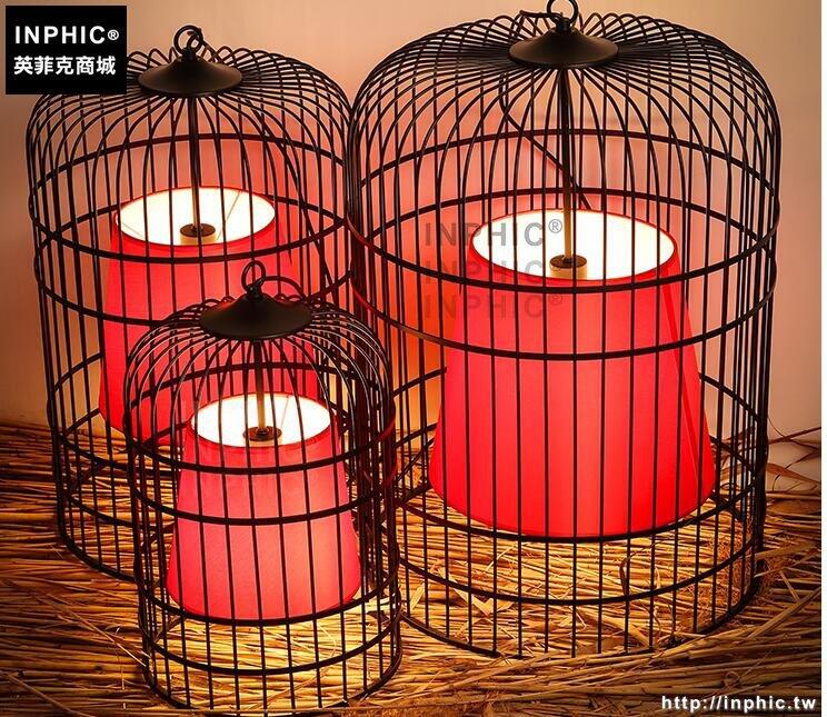INPHIC- 中式鐵藝餐廳酒吧復古中國風創意吧臺茶樓茶館個性鳥籠吊燈-做舊色大款