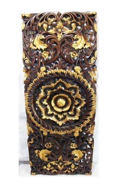 INPHIC-東南亞 家居飾品 泰國風格 木雕 掛飾 描金蓮花鏤空板