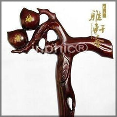 INPHIC-紅木龍頭拐杖紅木拐杖 仿古根雕 手杖 福壽桃