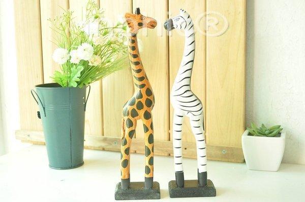 INPHIC-北歐動物原木雕刻斑馬長頸鹿動物擺飾創意裝飾