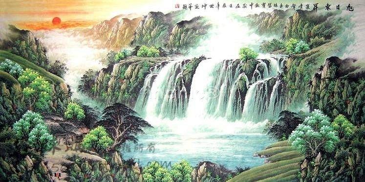 INPHIC-山水畫國畫風水畫裝飾畫 聚寶盆1 八尺全手繪