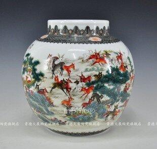 INPHIC-精品陶瓷花瓶 手繪作品 百鹿圖 客廳裝飾瓷器工藝品