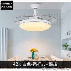 INPHIC-燈飾客廳現代燈具吸頂燈隱形吊扇燈臥室餐廳簡約-42寸白色-吊桿式+遙控