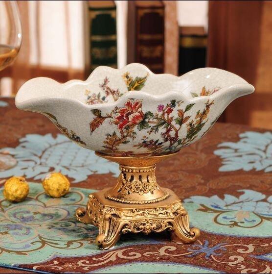 INPHIC-歐式復古裂紋陶瓷 古典水果盤糖果盤裝飾收納