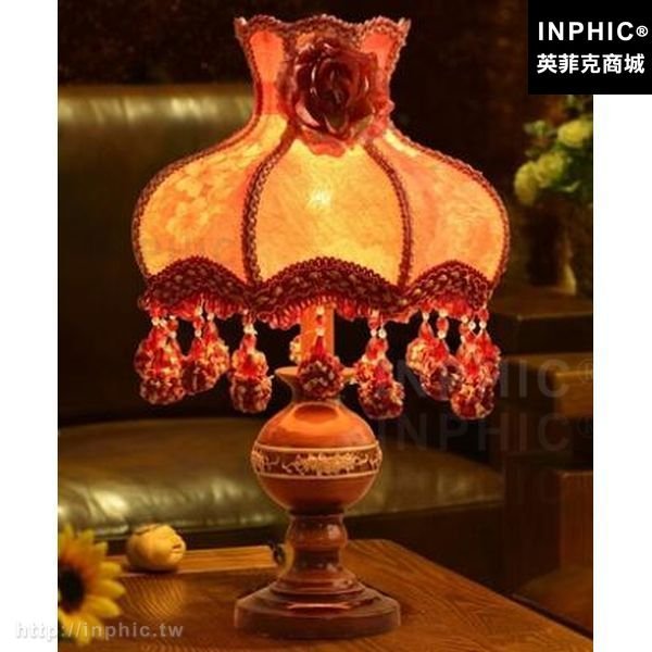 INPHIC-檯燈紅色臥室蕾絲田園歐式床頭