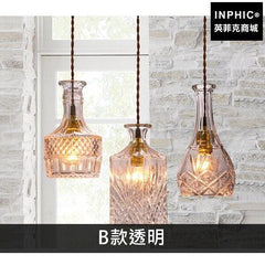 INPHIC-水晶單燈酒瓶火鍋店酒吧臺北歐簡約玻璃餐廳吊燈具現代-B款透明
