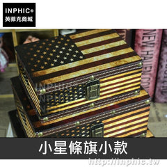 INPHIC-復古米字旗木盒木箱國旗老式英倫擺飾道具櫥窗做舊收納盒-小星條旗小款
