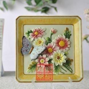 INPHIC-歐式鄉村手繪陶瓷掛盤 滿園春色雛菊 家居飾品擺設裝飾盤