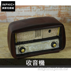 INPHIC-樹脂復古道具裝飾攝影電話仿古做舊擺件家居模型-收音機