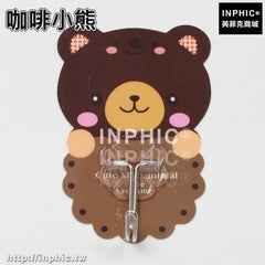 INPHIC-強力黏膠掛鉤魔力貼吸壁掛衣鉤廚房門後掛鉤無痕掛鉤牆壁黏鉤釘鉤-兩入-咖啡小熊