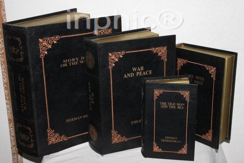 INPHIC-歐式仿舊假書盒 陳列擺設 桌面收納盒 書房擺飾 仿真書4件套