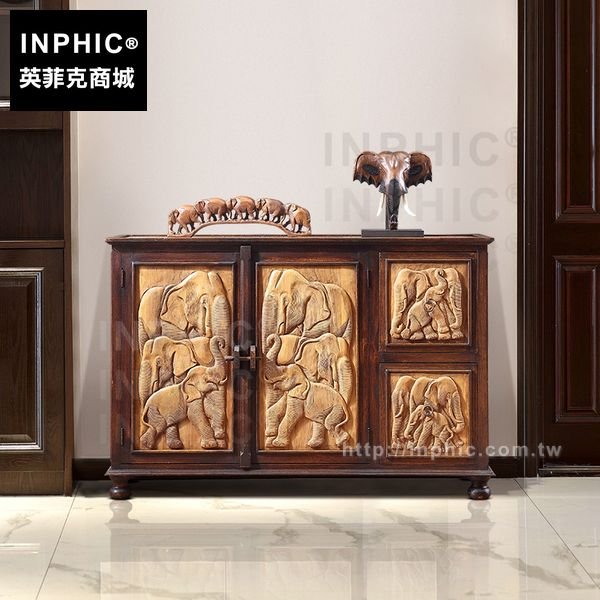 INPHIC-玄關櫃東南亞傢俱門廳裝飾櫃雕刻浮雕大象泰國