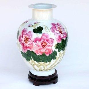 INPHIC-景德鎮粉彩 陶瓷 手繪牡丹陶瓷瓶 收藏工藝品