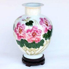INPHIC-景德鎮粉彩 陶瓷 手繪牡丹陶瓷瓶 收藏工藝品