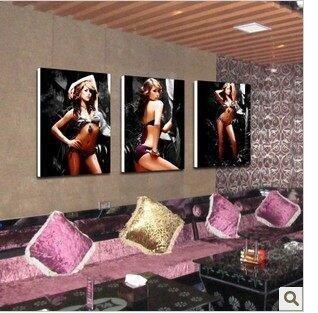 INPHIC-臥室酒店酒吧KTV包房 性感美女裝飾畫 現代無框壁畫三聯