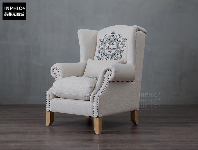 INPHIC-歐式沙發組合 美式亞麻羽絨休閒高背老虎椅布藝單人沙發小戶型