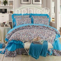 INPHIC-韓版 純棉公主四件套 花邊豹紋 全棉被套4件套