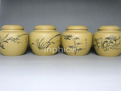 INPHIC-清倉紫玉金砂紫砂茶葉罐存茶醒茶罐梅蘭竹菊 段泥