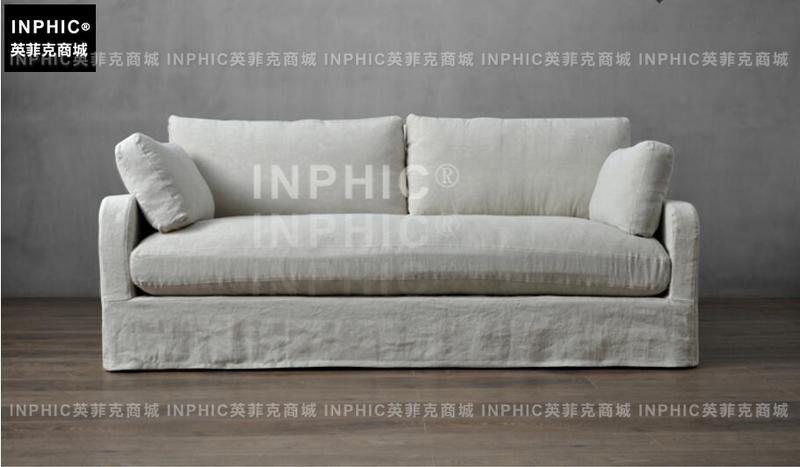 INPHIC-北歐田園簡約亞麻羽絨全拆洗 四人位布藝沙發大坐深超軟沙發