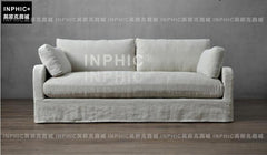 INPHIC-北歐田園簡約亞麻羽絨全拆洗 四人位布藝沙發大坐深超軟沙發