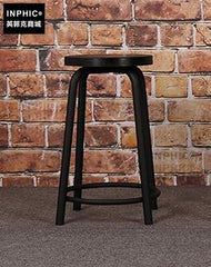 INPHIC-美式復古實木吧臺椅蘋果店專用椅子酒吧高腳椅吧臺凳前臺高凳