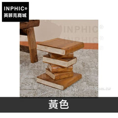 INPHIC-小凳子換鞋凳書本造型凳子木頭傢俱矮凳東南亞-黃色