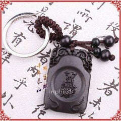 INPHIC-開光檀木黑法令符桃木紅檀鑰匙掛項墜 蛇開運物納福