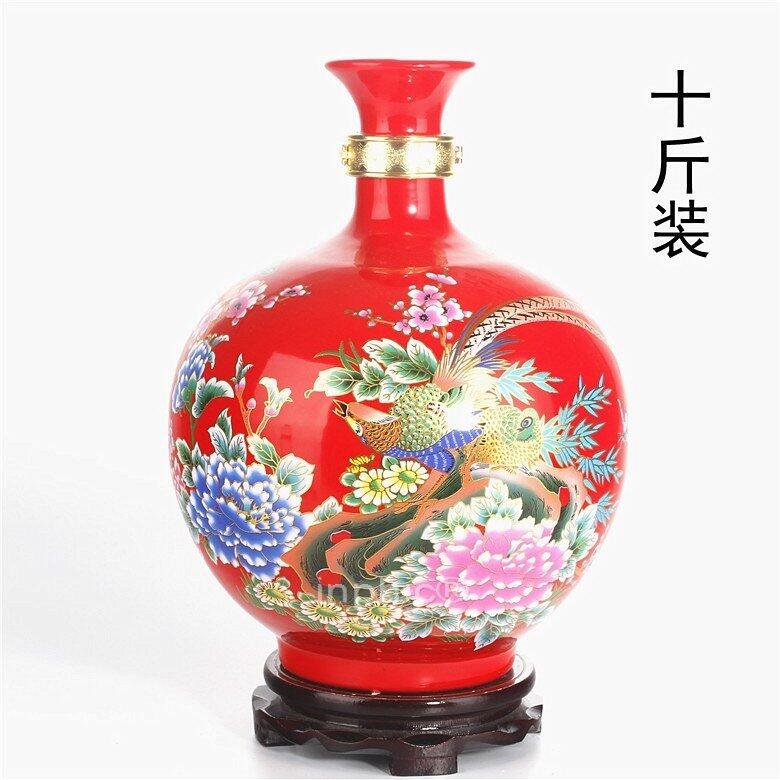 INPHIC-景德鎮10斤大頭紅錦雞陶瓷酒瓶 壇子 酒瓶泡酒罐瓶酒缸酒壺密封