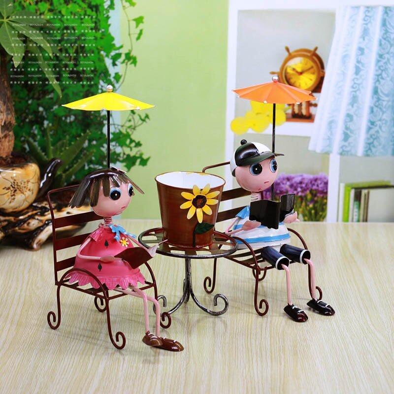 INPHIC-田園家居裝飾擺件 鐵皮人偶公仔娃娃 情侶娃娃