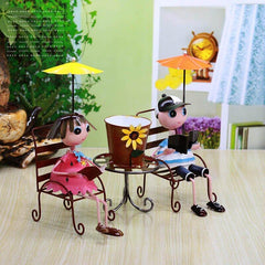 INPHIC-田園家居裝飾擺件 鐵皮人偶公仔娃娃 情侶娃娃