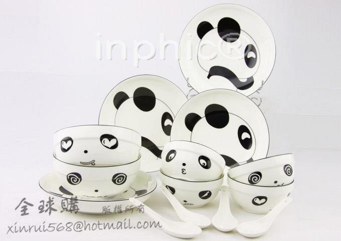 INPHIC-可愛創意陶瓷餐具14頭Q版可愛熊貓餐具 骨瓷餐具 創意陶瓷餐具 可愛熊貓碗
