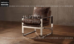 INPHIC-現代簡約小沙發椅 單人油蠟真牛皮廳書房休閒靠背沙發